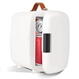 FANSEXPERT Compact Refrigerator, Portable Mini Fridge for Skincare Food Drinks, 4L/6 Can Electric Plug In Cooler & Warmer, AC/DC Skincare Refrigerator for Bedroom Office Car Dorm (White)