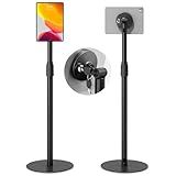 monTEK Anti-Theft Tablet Floor Stand, Frameless Universal Tablet Kiosk with Security Lock Fit 7-15” Screen, Height Adjustable Mount Compatible with Gen 7 to 10 /iPad Pro/Air/Mini/Samsung Tab, Black