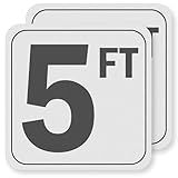 5FT Pool Depth Stickers (2 Pack), Anti-Slip Vinyl Markers - 6x6 Inches, Waterproof, Safety Number Signage for Swimming Pool Decks