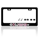 Dog Mama License Plate Frame Pet Paw for Front or Rear Car Tags Stainless Steel License Plate Holder Funny Car Decoration with Screws 6.3 X 12.2 in