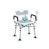 VFAUOSIT Shower Chair with Removable Arms and Back for Elderly & Disabled, 550 lbs Shower Chair for Inside Shower, 6-Height Adjustable Shower Seats for Adults, Bath Chairs for Seniors Inside Tub