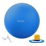 Fitvids Anti-Burst and Slip Resistant Exercise Ball Yoga Ball Fitness Ball Birthing Ball with Quick Pump, 2,000-Pound Capacity, Blue, 22-inch, M