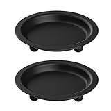 Beeutik Black Candle Candlestick Holder Decor, 4.13 Inch Round Candles Tray Holders Set of 2, Iron Plate Candle Stand for Pillar Ball Candles, Metal Porta Velas for Home Decor Table Centerpiece
