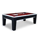 Hathaway Mirage 7.5ft Pool Table for Game Room – Billiard Table with Poly-Coated Non-Slate Playfield, Drop Pockets & Leg Levelers – Includes Cues, Pool Balls, Chalk, Triangle & Brush – Black & Silver