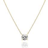 PAVOI 14K Gold Plated Crystal Solitaire 1.5 Carat (7.3mm) Cubic Zirconia Dainty Choker Necklace | Gold Necklaces for Women