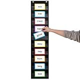 Essex Wares - 9" Wide x 44" Tall Pocket Chart, Black - Sturdy Pocket Chart for Classroom for Sentence Strips - Easy to Use & Hang, Reusable Black Pocket Chart