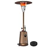 Mars Explo 50,000 BTU Patio Heater for Outdoor Use With Adjustable Heat Focusing Top, Portable Propane Patio Heater with Wheels, Stainless Steel Burner for Porch Deck Garden (Brown)
