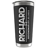 UNITED CRAFT SUPPLIES Groomsmen Gifts, Groomsmen Tumbler Personalized w/Engraved Initial, Name & Title, 20 Oz / 30 Oz, 3 Colors, Double Wall Stainless Steel Tumbler, Groomsmen Proposal D2
