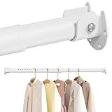 Closet Rods For Hanging Clothes,17-39 Inches Stepless Spring Adjustable Closet Rod With bracket U-shaped,1.3 Inches Heavy Duty White Closet Hanging Rod For Wardrobe,Laundry room,Bathroom And Windows