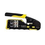 Klein Tools VDV226-110 Ratcheting Modular Data Cable Crimper / Wire Stripper / Wire Cutter for RJ11/RJ12 Standard, RJ45 Pass-Thru Connectors
