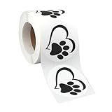 Paw Print Heart-Shaped Stickers for Animal Cruelty Awareness - Stickers for Pet Lovers, Pet Businesses, Animal Clinics, Labels, Scrapbooks and More! Stickers (1 Roll - 250 Stickers)