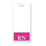 Pink RN Badge Buddy - VERTICAL - Heavy Duty Spill Proof & Tear Resistant Cards - Double Sided- Quick Role Identifier ID Buddies for Registered Nurse - Printed in The USA by Specialist ID (Single Item)