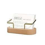 CIHTL Wood Business Card Holder Desk, Creative wooden business card display stand, Office Essentials, Minimalist Office Decor (Cherry 1pack)