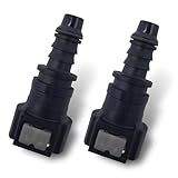 AWGUKA 2 PCS Automobile Fuel Line Quick Connector, 9.49-ID8 Straight 180 Degree PA12 High Temperature Resistant Connector, 3/8" Joint Accessories with Sealing Ring, Universal for Most Cars (Black)