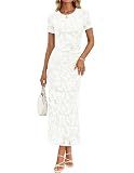 ZESICA Womens Summer Bodycon Wedding Guest Midi Dresses White S