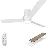 CSWF Ceiling Fans with Lights Remote Control - Flush Mount Dimmable 3000K-6500K LED 6 Speed with Quiet DC Motor for Bedroom, Living Room and Outdoor Patio