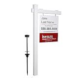 Kdgarden 6FT Vinyl White Real Estate Realtor Home for Sale Yard Sign Post