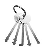 KeyPower 5 Master Keys Stainless Steel Replacement Skeleton Lock Key Set Multiple Shapes Lock Picking Emergency Tool, Come with Key Ring