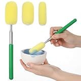 1 Pc Telescoping Sponge Stick for Pottery, 38" Long Stainless Steel, 3 Detachable Sponge Heads Pottery Tool for Water Removal & Shaping in Tall/Narrow Forms