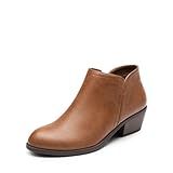 DREAM PAIRS Women's Ankle Boots Low Chunky Heel Comfortable Short Fall Booties Shoes,Size 11,Brown-Pu,SDAB2433W