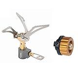 DESERT & FOX Ultralight Mini Camping Stove + Stove Adapter, Titanium Alloy Automatic Foldable Outdoor Cookware Tool for Picnic,Cookout,Camping,Hiking