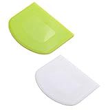 2 Pieces Dough Scraper Bowl Scraper Food-safe Plastic Dough Cutter Flexible Plastic Scraper Practical Bench Scraper Multipurpose Food Scrappers for Bread Dough Cake Fondant Icing, White, Green