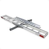Black Widow Motorcycle Hitch Carrier with Loading Ramp Lightweight Aluminum 400 lb. Capacity Anti-Rattle Included Fits 2" Receiver