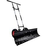 Best Choice Products 36in Galvanized Blade Heavy-Duty 2-Wheel Snow Pusher Hand Plow for Snow Removal w/Wheels, Adjustable Handle, Blade Angle - Black
