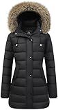 Women's Winter Thickened Down Jacket Warm Long Puffer Coat Waterproof Parka with Faux Fur Removable Hood