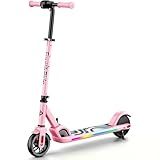 FanttikRide C9 Pro Kids Electric Scooter Ages 8-12, Colorful Rainbow Lights, E-Scooter for Kids 3.9-5.2 ft, 132 lbs, 5 Miles Range, Up to 40 min Ride Time, 5/8/10 MPH, 3 Adjustable Heights, Pink