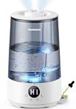 Homvana 3.6L Top-Fill Cool Mist Humidifiers for Bedroom, Large Room & Plants, 23dB Ultra-Quiet, Easy-to-Clean 2-in-1 Baby Humidifier & Oil Diffuser for Congestion Relief, Lasts Up to 4 Nights (Grey)