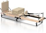 Foverós Pilates Reformer,Wood Foldable Pilates Machine & Equipment with Reformer Accessories, Reformer Box，Jump Board，Foot Strap(Mocha)