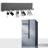 MiToBeLe Magnetic Key Holder for Frideg,Heavy Duty Strong Magnetic Key Hanger with 8 Hooks for Refrigerator,Magnetic Kitchen Utensil Holder for Metal Surface in Entryway,Garage,Pantry (Gray)
