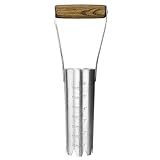 Haliaeetus Bulb Planter Tool, 6 inches Depth Mark Hand Bulb Planter, Non-Bending Stainless Steel Bulb Planter Digger, Garden Bulb Transplanter with Comfortable Wood Handle for Planting Tulip, Daffodil