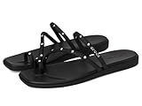 Crocs Women's Miami Toe Loop Sandal Black Studs 6 Medium
