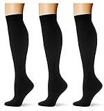 Saniripple (3 pairs) Compression Socks 20-30 mmHg Long Knee High Socks for Women and Men 3 Black S/M