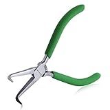 SPEEDWOX Mini Bent Needle Nose Pliers With Teeth 5" 45-Degree Bent Long Nose Pliers With Serrated Jaw Needle Remover Pliers Fishing Tools Precision Pliers For Jewelry Making And Small Object Gripping