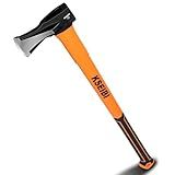 KSEIBI 36-Inch Splitting Axe - Forged Carbon Steel, Wood Splitter & Kindling Axe for Chopping, Heavy-Duty Maul with Ergonomic Fiberglass Handle, Shock Reduction, Anti-Slip Grip