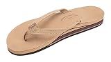 Rainbow Sandals Women’s Double Layer Premier Leather Narrow Strap w/Arch, Sierra Brown, Ladies Small / 5.5-6.5 B(M) US