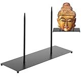 Zonon Black Metal Base with Rod for Sculptures Mask Stand Artifact Statue Statuette African Mask Egyptian Greek Statue Display Removable Stand 12" x 4" Pin 8" for Collections