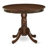 East West Furniture ANT-AWA-TP Antique Modern Kitchen Table - a Round Dining Table Top with Pedestal Base, 36x36 Inch, Walnut