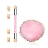 SQULIGT Resin Nail Art Palette and UV Gel Gradient Sponges Pens with 4 Pcs Replacement Head, Nail Sponges for Ombre Double Head Brush for Nail Art Manicure DIY Tools(Pink)