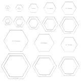 BENECREAT 16 Sizes Hexagon Quilting Template, Acrylic Intricate Sewing Machine Ruler, Transparent Pressure Plate Router Template for DIY Hand Patchwork Cutting Craft, 6mm Thick