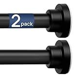 ENJOYBASICS 2 Pack Adjustable Spring Tension Curtain Rods 32 to 66 Inches, Stainless Steel Matte Black Shower Rod No Drilling for Window, Bathroom, Closet, Room Divider, 7/8" Diameter