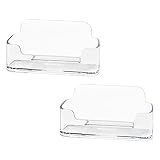 HSYMQ Acrylic Business Card Holder for Desk, Clear Plastic Business Cards Display Holders Stand, Fits 30-50 Business Cards