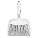 NACENA Small Dust Pan and Brush Set, Mini Broom and Dustpan Set Small Hand Broom and Brush Combo Dust Pan with Teeth for Home Cleaning Drawers Desktop Sofas and Outdoor, White & Gray