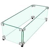 vchin Fire Pit Wind Guard, 23.5" x 7.5" Square Tempered Glass Wind Shield for Firepit & Fire Table, Thick Glass and Easy Installation with Included Tools, Airflow Management for Stable Flame