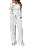 Trendy Queen Women's 2 Piece Outfits 2026 Fall Lounge Set with Pockets