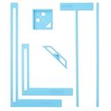6PCS Book Binding Tool, Easy Scrapbooking Tools Kit for Starter, L Ruler + T Ruler + I Ruler + Corner Miter + Eyelet Guiding for Journal, Notebook, DIY Projects, Scrapbooking Bookbinding (Blue)