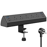Jgstkcity Desk Clamp Power Strip USB C,40W Total Fast Charging Station,4 PD 20W USB C Ports,Desk Edge Mount Surge Protector,5 Outlets,Fit 1.96" Tabletop Edge,ETL Listed